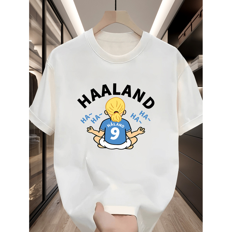 2026 World Cup Football Star Haaland Messi C Ronaldo Printed Short-Sleeved T-Shirt for Men and Women Pure Cotton Loose Top