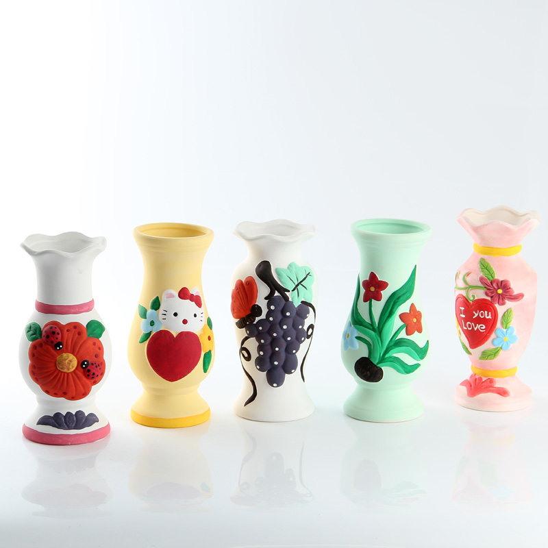 diy ceramic painted white germ vase hand painted plaster doll children diy toy home furnishing deposit jar