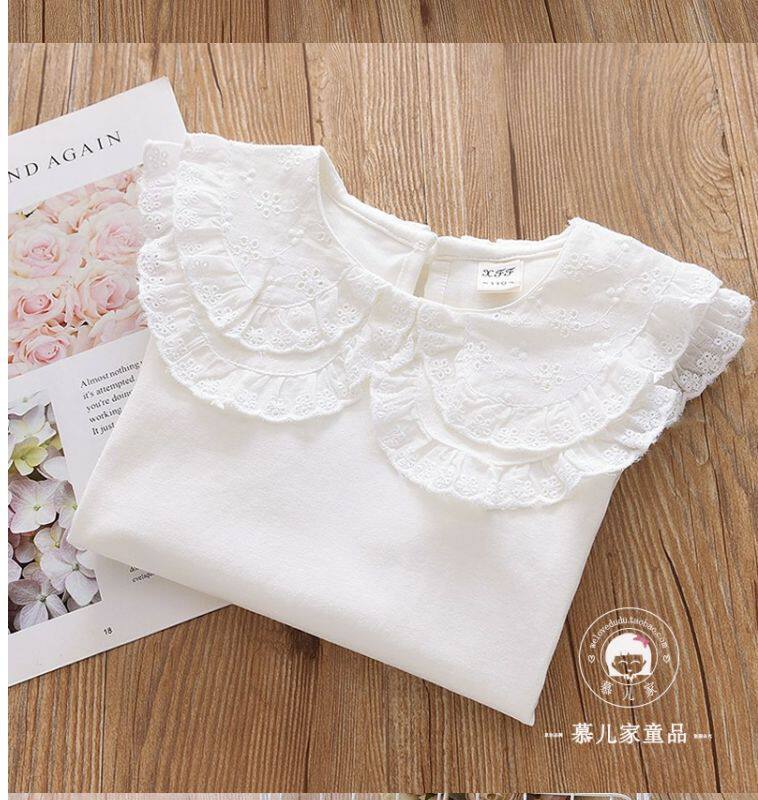 Girls Lace Lapel Long Sleeve T-Shirt - Cute Baby Pullover Spring Top O1CN01GCwrNR1owPgMPKzGR !!1853225289