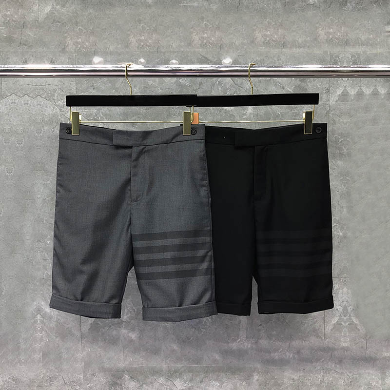 Tb Suit Shorts Men's Five-Point Shorts 2026 Summer Korean Style Trendy Brand Gray Loose Thin Straight Casual Shorts