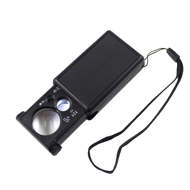 Portable lamp magnifying glass 60 30 times hand holding high definition stamp jewelry enlargement mirror