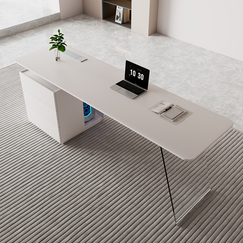Cream Style Desk Modern Simple Light Luxury Designer High-End Study Desk Acrylic Computer Desk