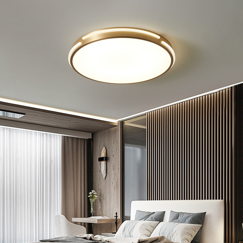 All copper LED ceiling lamp Round bedroom lamp Simple modern room Study living room Nordic ultra-thin warm lamp