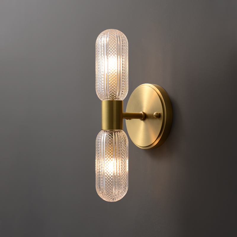 Postmodern full copper light extravagant wall lamp Nordic Bedroom bed head lamp retro living room Xuanguan stairs decorated with background wall lamp