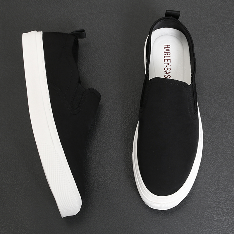 Shoes Men's breathable black Canvas Shoes Men's Foot Pedal Low Bunch 100 Lap Lefu Shoes Han Edition Cloth Shoes Thick Underfloor Shoes Man