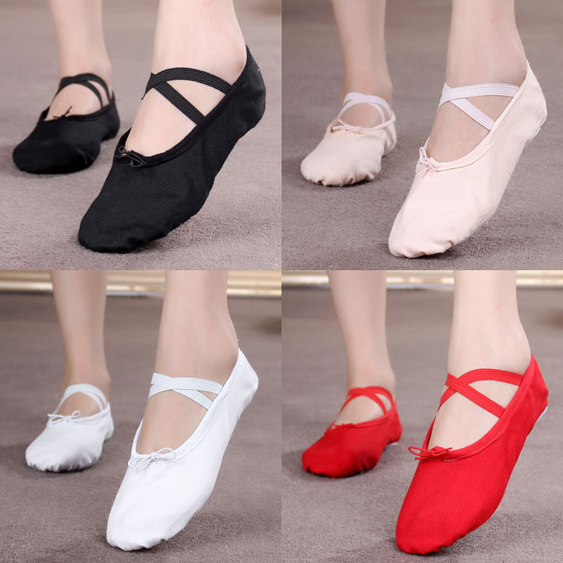 Dance Shoes Women Rehearsals Shoes With Soft Bottom Ballet Shoes Children China National Belly Leather Dance Cat Paw Shoes Gold And Silver Red White