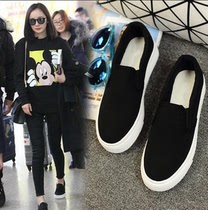 Spring thick-soled casual canvas shoes womens white shoes lazy shoes Korean student cloth shoes