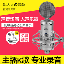 ISK BM-5000 large diaphragm condenser microphone sound card set computer YY anchor professional K song recording microphone