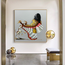 Pure Hand Painted Oil Painting Personality Animal Hanging Painting Big Mouth Dog Mural Designer Art Decor Square Childrens House
