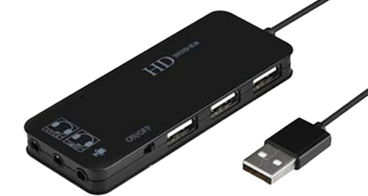 7 1 sound card hub external computer sliding mouse extension USB sound card free of driving independent sound card black