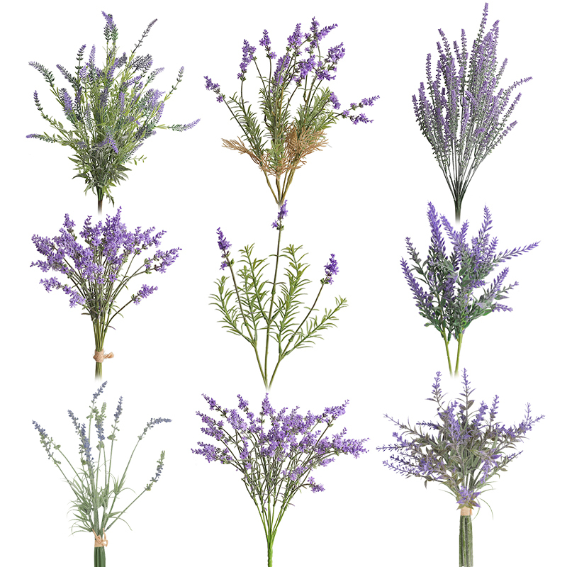Provence White Frost Lavender Artificial Flowers Living Room Home Decoration Simulated Purple Plastic Lavender Bouquet