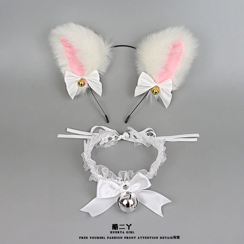 Ободок, чокер, колокольчик, белый аксессуар для волос, милый кролик, рождественские шпильки для волос, кот