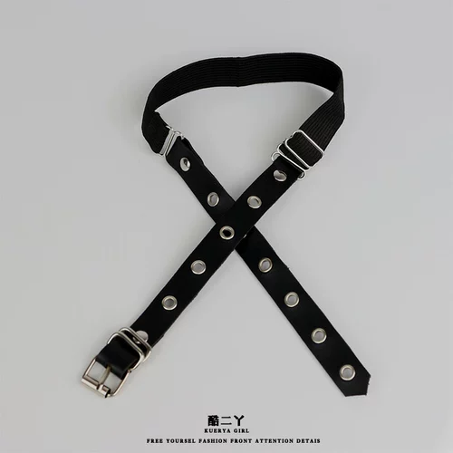 Ремень, пряжка, брендовая портупея на ногу, колготки, в стиле панк, стиль Лолита