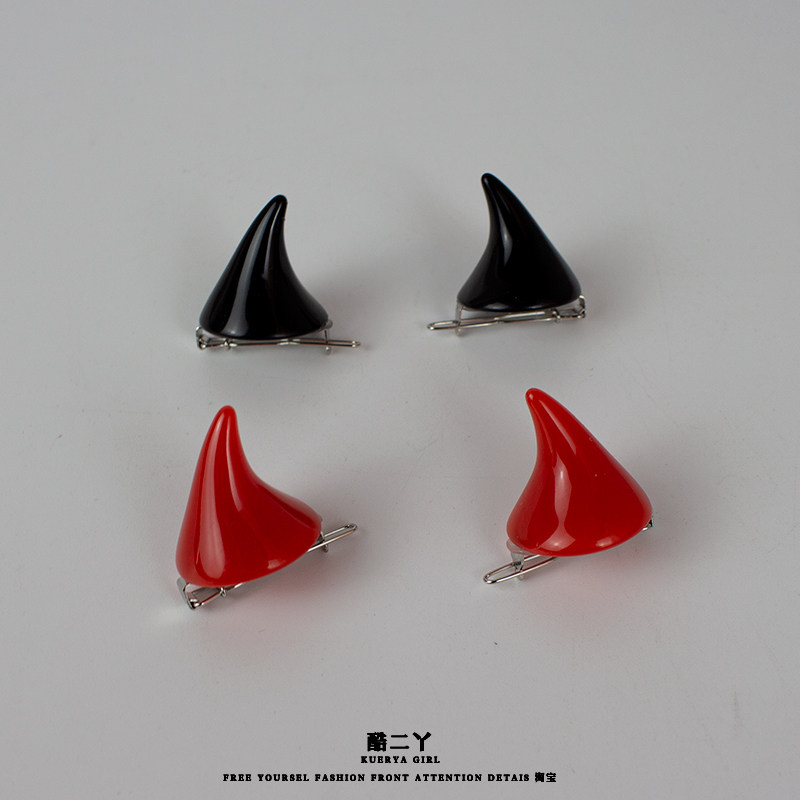 Devil horn hair clip, hair ornament, hairpin, side clip, red clip, little devil cosplay, cow horn accessory, horn headdress