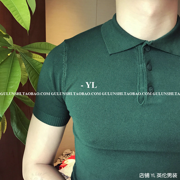Mùa hè nam Hàn Quốc Dongdaemun Slim cổ áo nhỏ tay ngắn polo nam đơn giản đan kiểu Hồng Kông áo thun nhỏ tươi áo polo nam đẹp