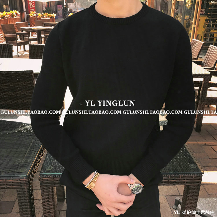 Áo len mùa đông Hàn Quốc phiên bản Hàn Quốc của áo thun cổ tròn nam áo len dày nam áo len mỏng đáy đồ nam