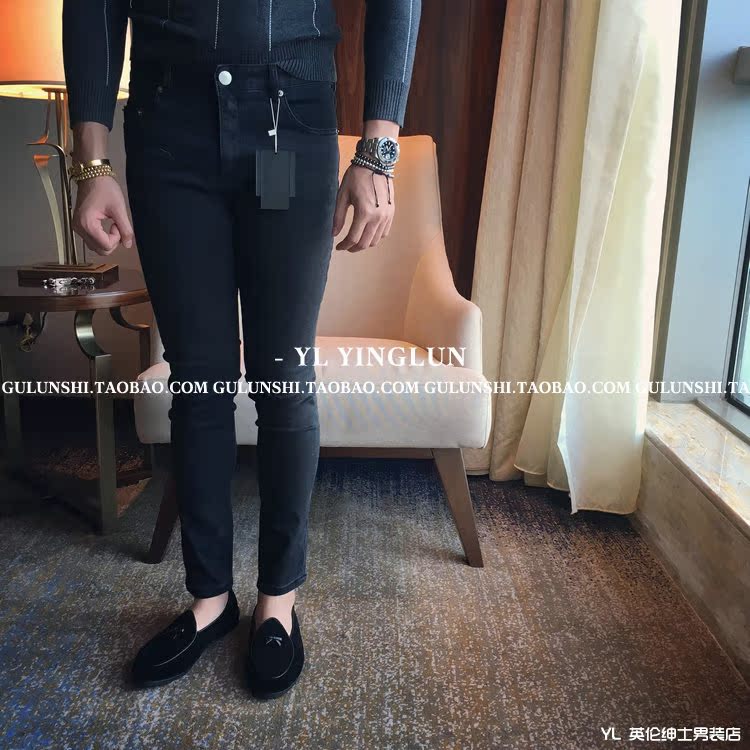 Gu Lunshi Korea Dongdaemun đen Quần skinny jeans nam Anh Phiên bản Hàn Quốc của Jiu Pingdao quần âu bút chì quần áo nam