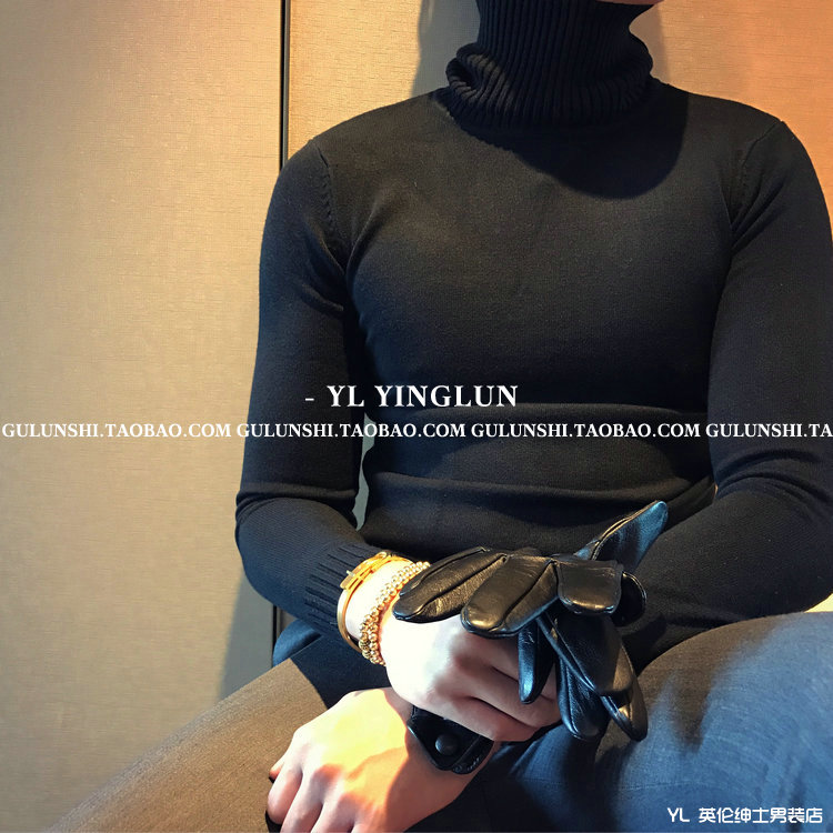 Áo len nam mùa đông Hàn Quốc phiên bản Hàn Quốc của màu đơn sắc Slim áo len cao cổ dày áo len nam gió Yingdong Dongdaemun áo khoác nam mùa đông
