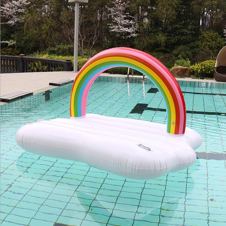 New Rainbow Island water floating bed floating exhaust pad Inflatable water floating recliner swimming ring