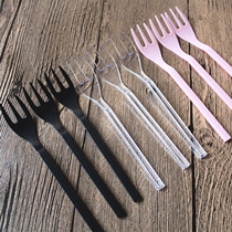 100 forks Disposable cake fork Fruit fork Extended three-tooth fork Western snack fork thickened 