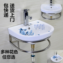  Wall-mounted washbasin Small apartment hanging basin Bathroom washbasin balcony mini ceramic bracket basin Triangular basin