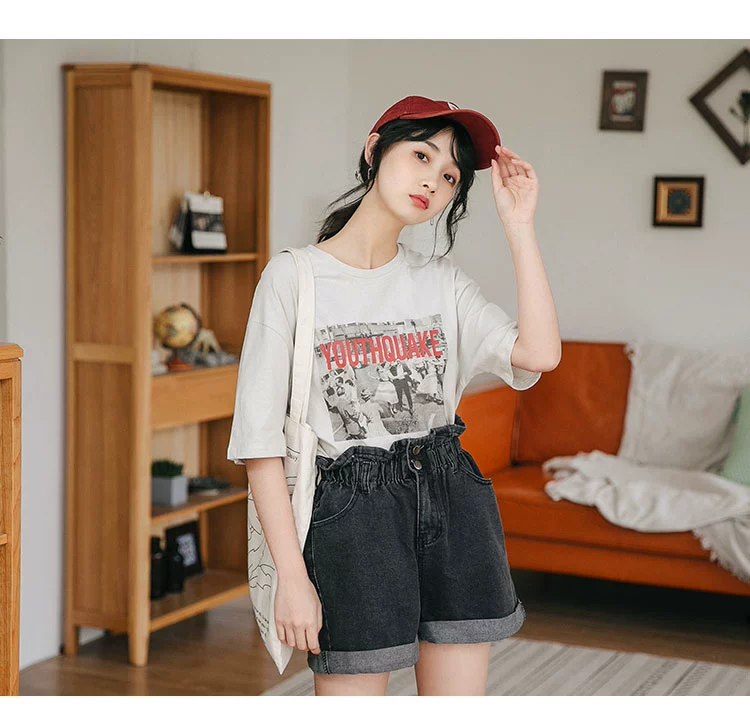 2019 quần short denim mới hè hè phổ biến phiên bản Hàn Quốc mùa hè thủy triều hè nữ 20-30 tuổi - Quần jean