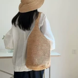 Универсальная вместительная и большая соломенная модная пляжная сумка на одно плечо, французский стиль