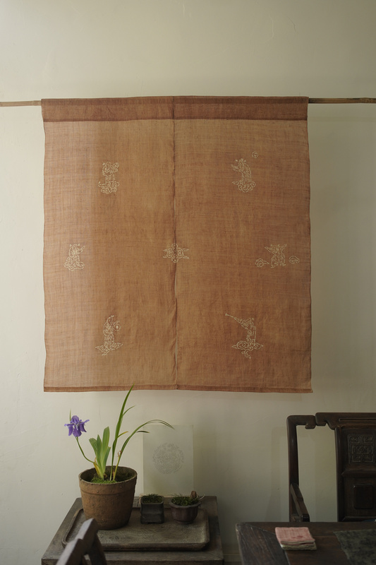 Xie Taifu - Persimmon Dye/Bindweed Dye Little Fairy Two-Door Curtain Xie Taifu - Persimmon Dye/Bindweed Dye Little Fairy Two-Door Curtain
