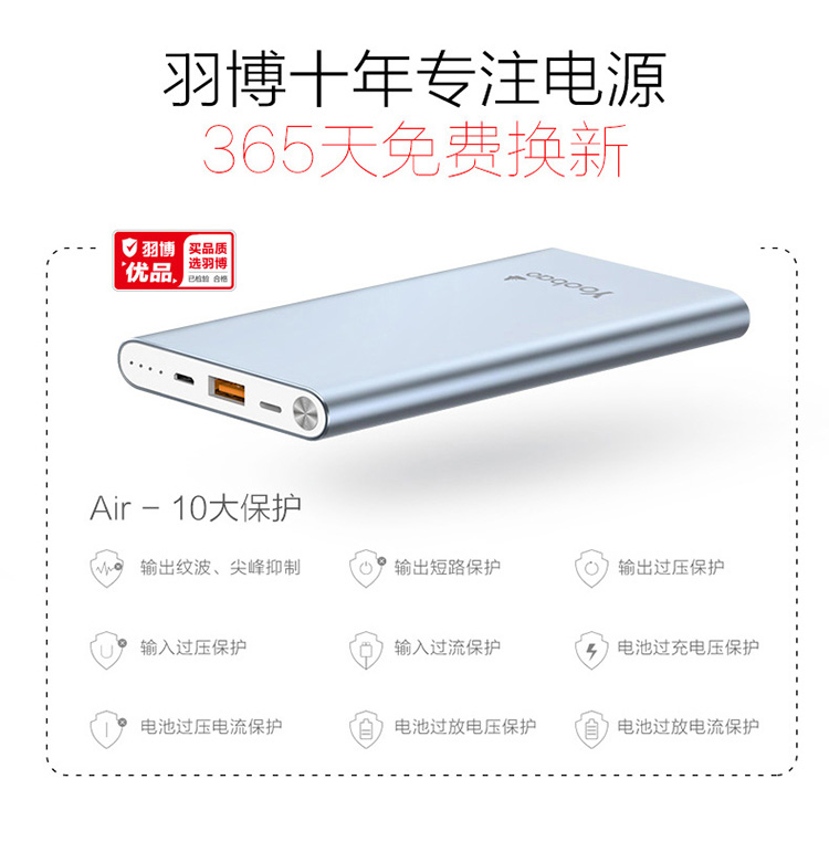 Yubo sạc kho báu 10000 mAh cầm tay nhỏ gọn siêu mỏng lithium polymer điện thoại di động phổ điện thoại di động - Ngân hàng điện thoại di động sạc dự phòng black shark