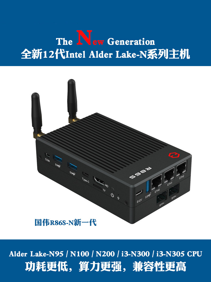 New Guowei R86S-N 12Th Generation Intel N100 N305 10g Dual 10Gbps 2.5g Mini Host