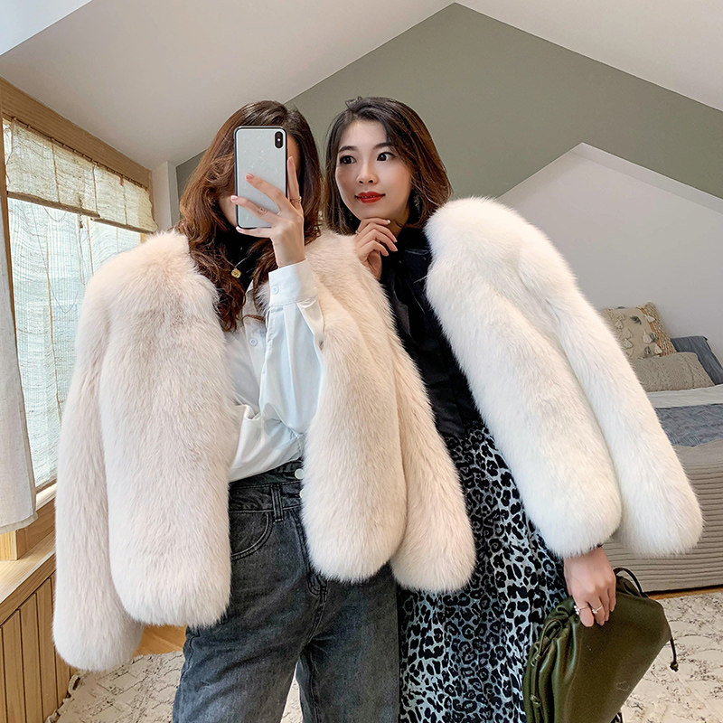 Henning Fur Coats Woman Short imported Finnish fox fur whole leather Grand coat 2022 Winter new fur coat