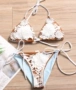 Thời trang châu Âu và Mỹ áo tắm nữ cảm giác tam giác bikini ren ba chiều hoa trắng buộc dây bikini ngực - Bikinis áo choàng tắm biển