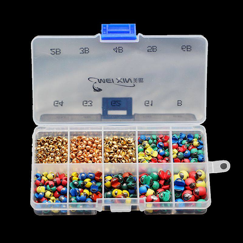 Ten-box boxed lead set color clip lead rock fishing bag plastic opening bite lead sea fishing lead sinking raft fishing bite lead counterweight
