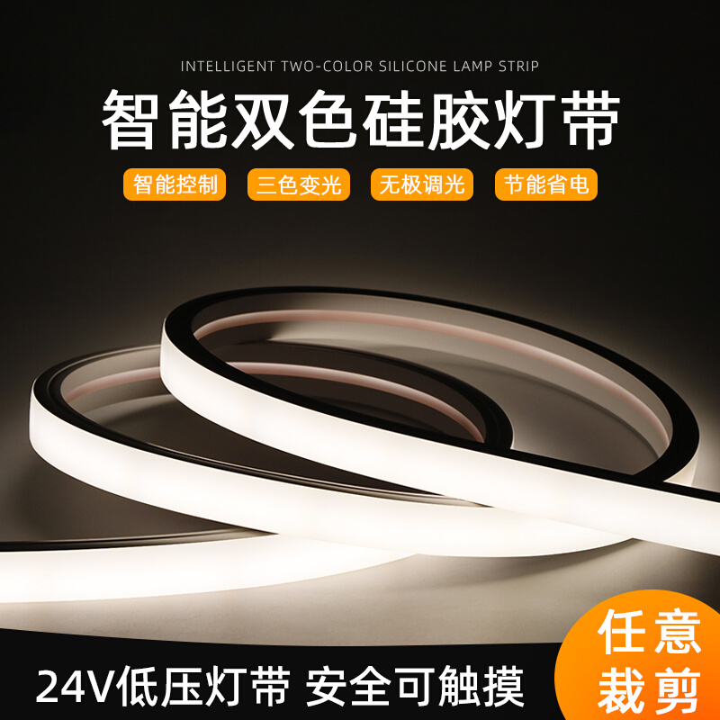 Silicone lamp with soft wire embedded linear lamp intelligent 24V three - color living room ceiling LED lamp