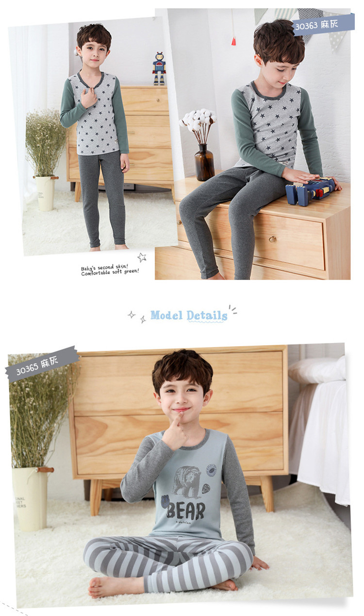 Inbolon boy đồ lót nhiệt đặt cotton mỏng Leica quần mùa thu trẻ em trong áo len cotton trẻ em lớn đồ bộ mặc nhà cho be gái 12 tuổi