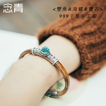 Nian Qing Tibetan chicken Blood Vine bracelet 999 silver ladies wild no section mens ethnic style design quality