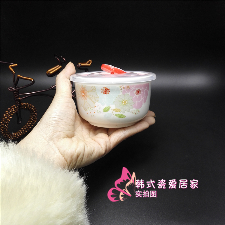 Xương nhỏ Trung Quốc gốm tươi bát có nắp với nắp kín lò vi sóng hộp cơm trưa ăn liền bát ăn trưa - Hộp cơm điện sưởi ấm lock and lock hộp cơm