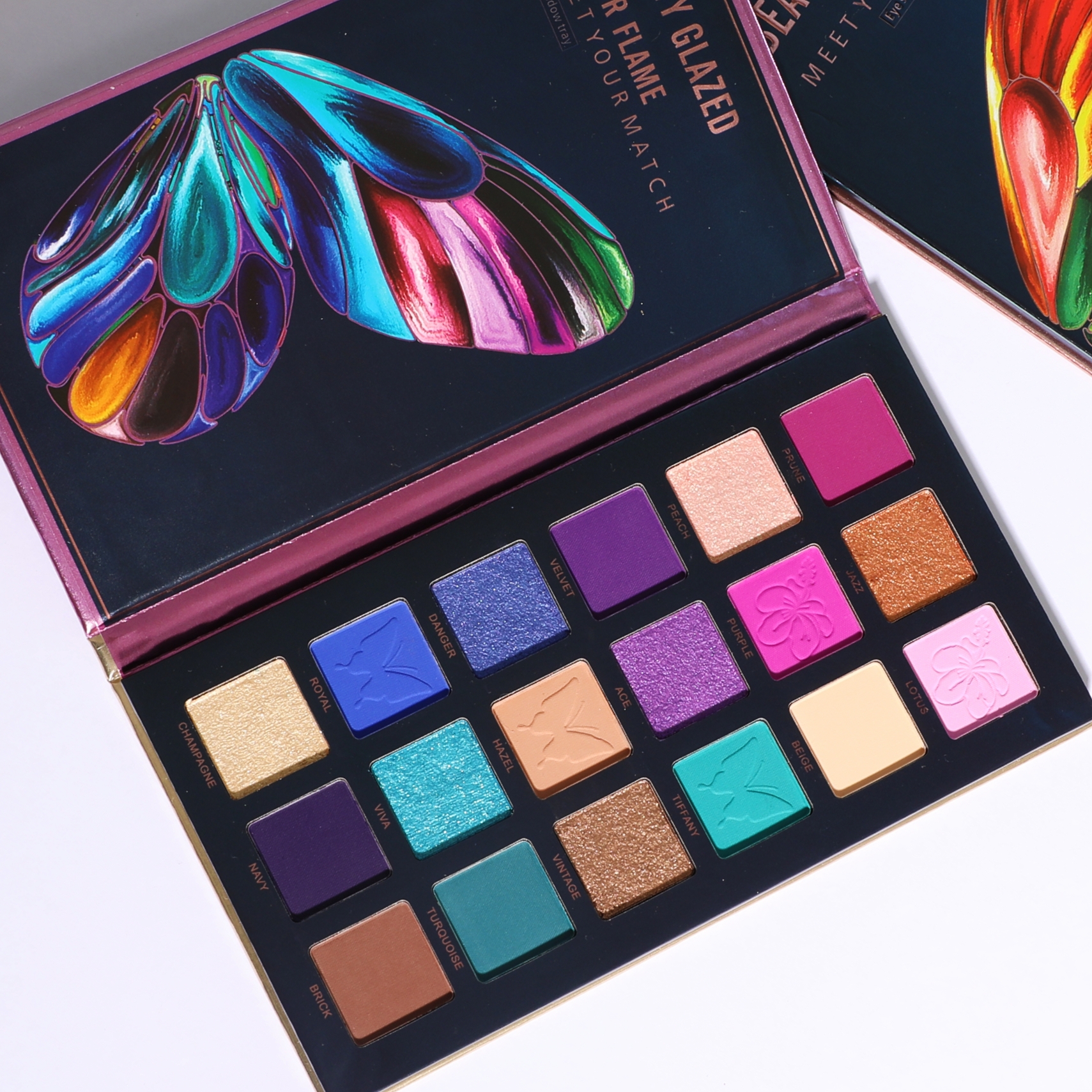 beauty glazed眼影盘正品18色蝴蝶盘 蓝绿紫色彩色欧美玩妆舞台妆