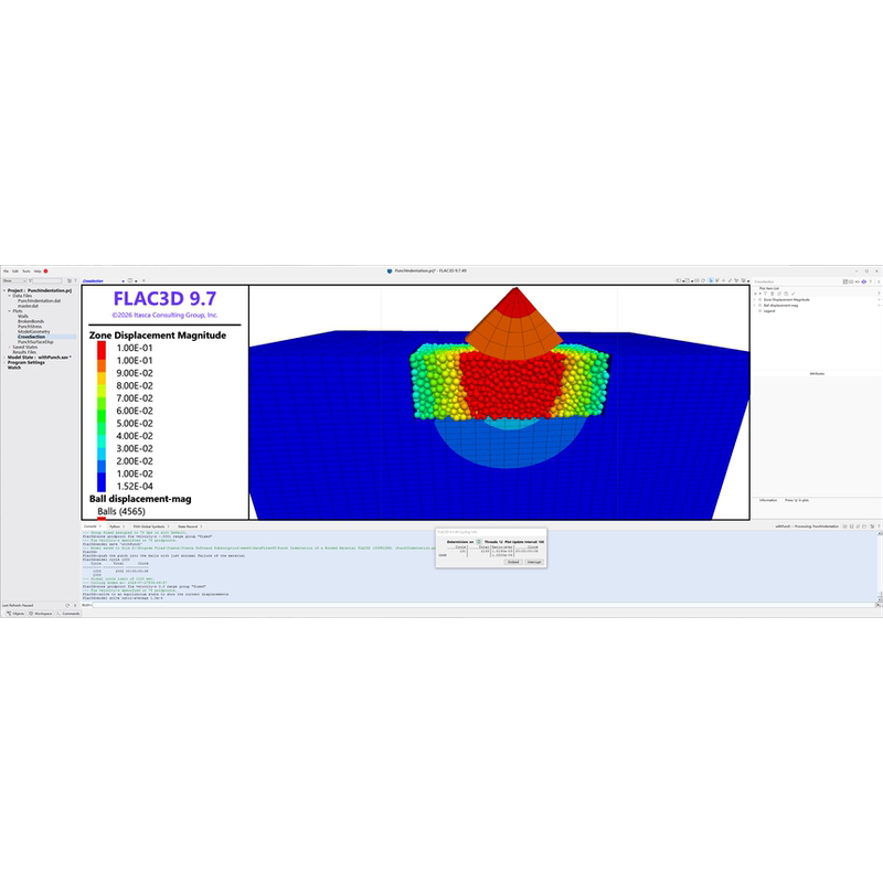 9.7 Dog Version Flac Pfc 3Dec Mass Flow Tunnel Pit Construction Stress-Strain Analysis