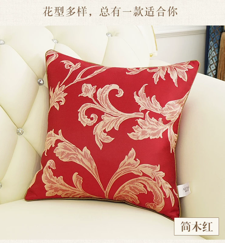 Đệm Nữ hoàng Châu Âu Đệm Sofa Gối Trở lại với Lõi Eo Jacquard Đệm Lớn Gối Đỏ