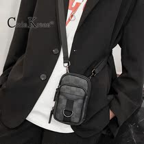 Crörln Kreon mens bag single shoulder bag new leisure skew satchel Han version leather bag trendy mens bag Bag Vertical