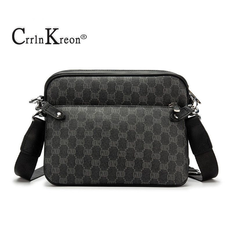 Crrln Kreon shoulder bag men's casual trendy bag men's messenger bag Korean version horizontal small bag leather bag