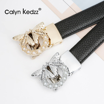 Calyn Kedz belt woman genuine leather fashion 100 lap denim Jeans Lead Layer Pure Cow Leather Automatic Button Lady Belt
