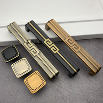 Upscale New Chinese antique matte turquoi coffee ancient black brass drawer pull handle retro cabinet door handle