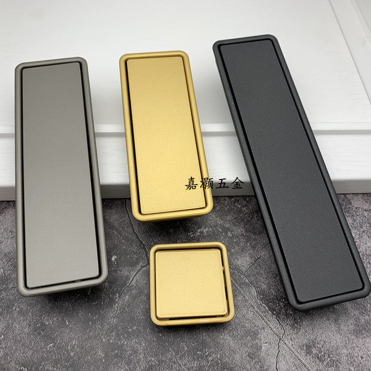Pearl black ash gold rectangular embedded drilling slot sliding door drawer hidden handle sliding door handle