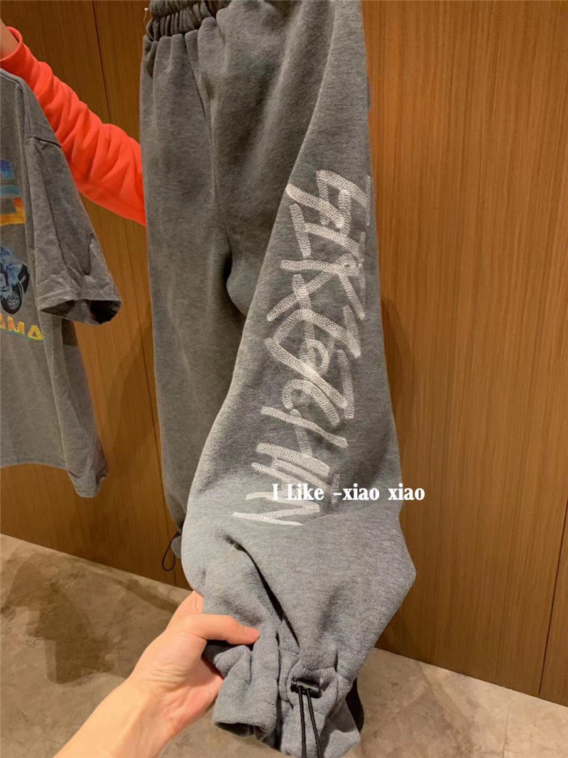 European goods 2020 new original heavy industry embroidery loose leggings sweatpants women's fashion all-match street sports pants trend