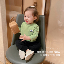 Chen Dashul L mother baby high waist belly butt butt pp pants autumn and winter baby pants simple foreign style wear casual pants