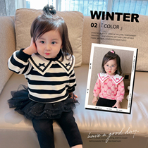 Chen Grand Pigs Baby Baby Girl College Wind Breeze Collar Temperament Clothing Winter Style Children Warm Plus Suede Blouse 100 Hitch