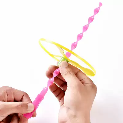 Creative small toy hand-pushed flying saucer flying wheel rotating bamboo dragonfly flying fairy children's toy male 1 price