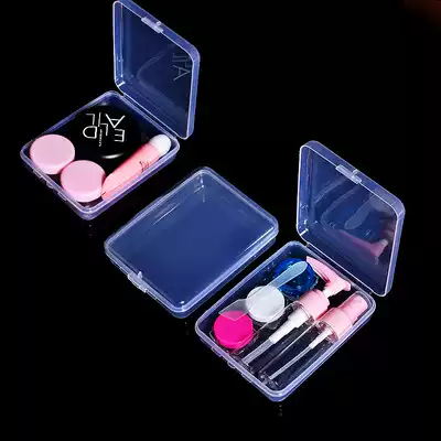Transparent storage box Simple square grid cosmetics jewelry box Puff box eyelash box Jewelry box Travel portable
